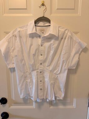 Pilcro White Short Sleeve Button-Down Shirt